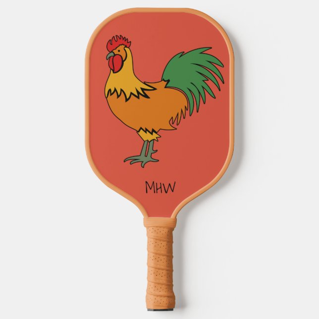 Rooster Custom Monogramm Pickleball Schläger (Vorderseite)