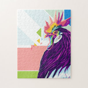 Rooster d'Art pop coloré Portrait Jigsaw Puzzle