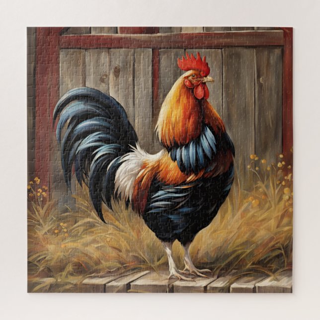 Rooster de ferme - Puzzle de gloire majestueux (Vertical)