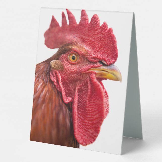 Rooster Face Tischaufsteller (Rückseite)