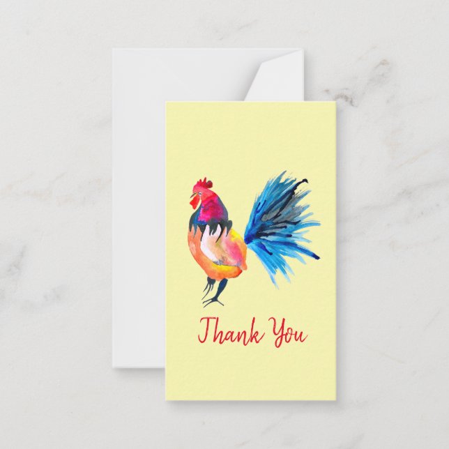 Rooster farbige Aquarellbilder Mitteilungskarte (Vorderseite)