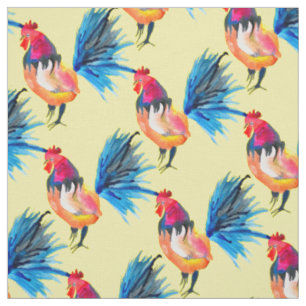 Rooster farbige Aquarellbilder Stoff