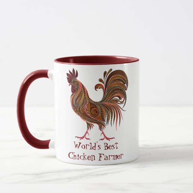Rooster Farm Chicken World's Best Chicken Bauer Tasse (Links)