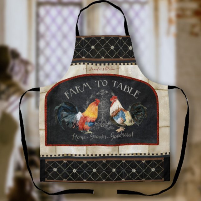 Rooster Farm to Table Kitchen Rustic Farmhouse Schürze (Von Creator hochgeladen)