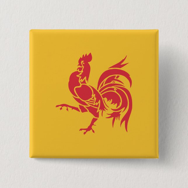 Rooster (Flagge Walloniens) Button (Vorderseite)