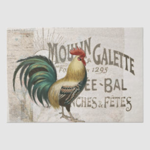 Rooster Französischer Bauernhof Burlap Country Dec Seidenpapier