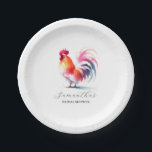 Rooster für Brautparty Paper Teller<br><div class="desc">Diese Teller aus Brautparty sind mit einem hübschen Aquarellwurster in lebhaften Rosa- und Orangetönen gestaltet und verleihen Ihrem Brautparty eine rustikale und skurrile Touch. Diese personalisierten Brautparty-Teller sind ideal für Feiern im landwirtschaftlichen Stil oder in einem Land inspiriert und ermöglichen es Ihnen, mit den Vorlagenfeldern einen eigenen Text für ein...</div>