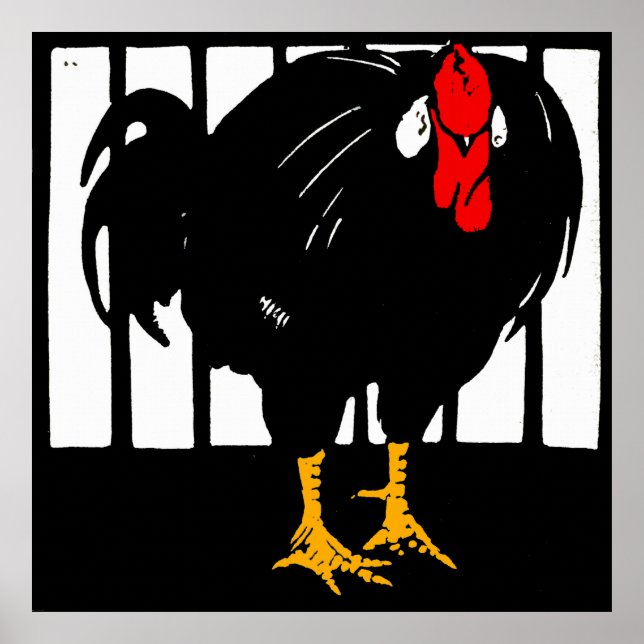 Rooster für viktorianische Holzschnitztiere Poster (Vorne)
