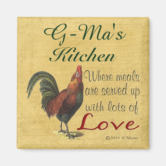 Rooster G-Ma's Küche serviert mit Liebe Magnet (Vorne)