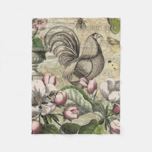 Rooster Garden Blumen Butterfly Art Fleecedecke