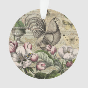 Rooster Garden Flower Papillon Art