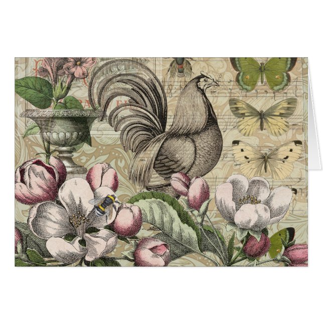 Rooster Garden Flower Papillon Art (Devant horizontal)