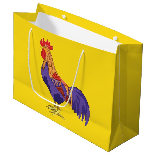 Rooster-Geschenktasche Große Geschenktüte (Vorderseite Schrägansicht)