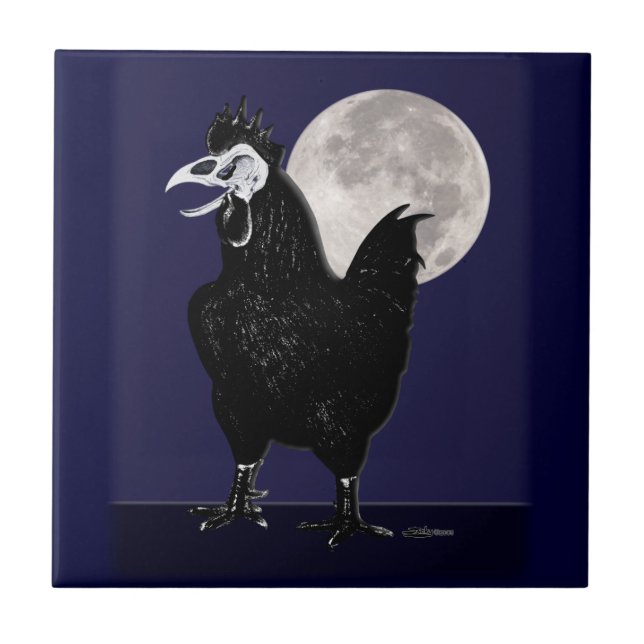 Rooster Ghost Fliese (Vorderseite)