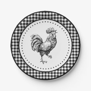 Rooster Gingham Pappteller