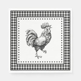 Rooster Gingham Serviette