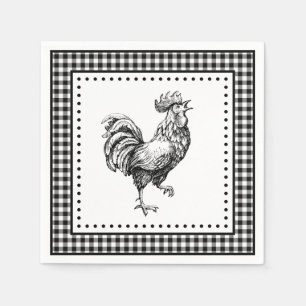 Rooster Gingham Serviette