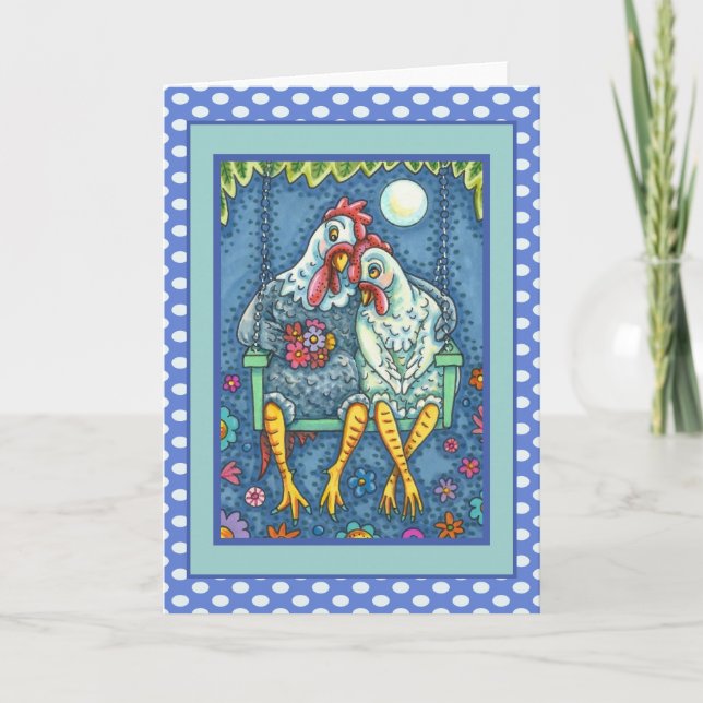 ROOSTER HEN CANODLES, NIEDLICH CHICKEN SWEETHEARD FEIERTAGSKARTE (Vorderseite)