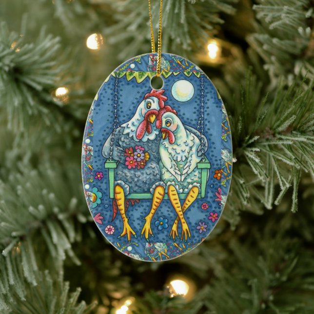 ROOSTER HEN CANODLES, NIEDLICH CHICKEN SWEETHEARD KERAMIK ORNAMENT (Baum)