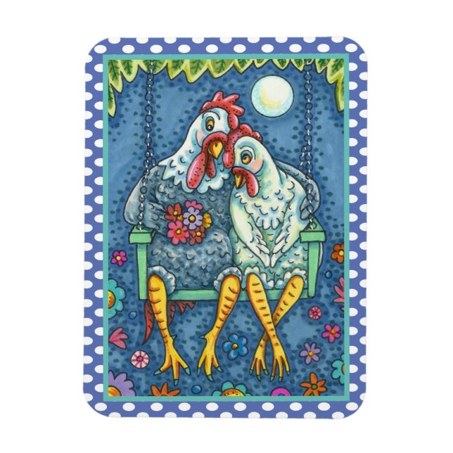 ROOSTER HEN CANODLES, NIEDLICH CHICKEN SWEETHEARD MAGNET (Vertikal)