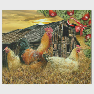 Rooster Hen Chicken Coop Weihnachten Geschenkpapier