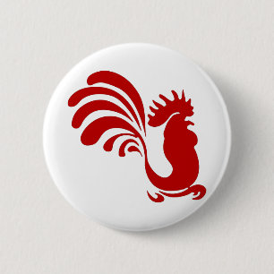 Rooster Hen Farm Animal Silhouette Vintag Button