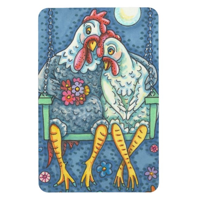 ROOSTER & HEN LOVERS, CHICKEN MAGNET Large (Vertikal)