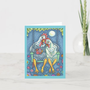 ROOSTER & HEN LOVERS, CHICKEN NOTE CARD Blank Karte