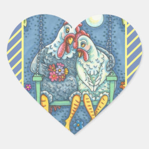 ROOSTER & HEN LOVERS, ÉTIQUETTES À POULET FEUILLE