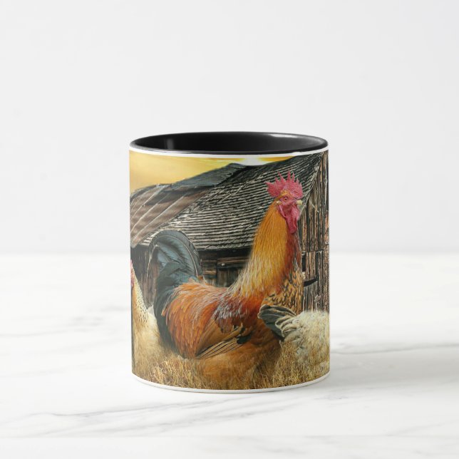 Rooster Hens Rustic Stall Coop Paper Tischset Tasse (Zentrum)
