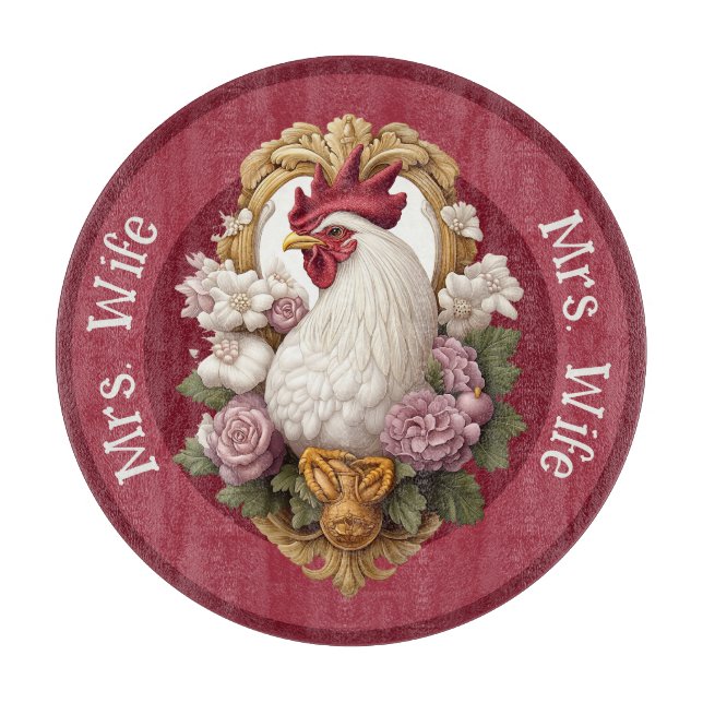 Rooster Heraldic Crest, maroon, Schneidebrett (Vorderseite)