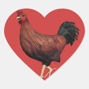 Rooster Herz-Aufkleber