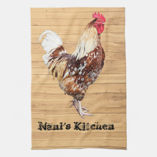 Rooster Hühnchen Personalisieren Hinzufügen Name Geschirrtuch