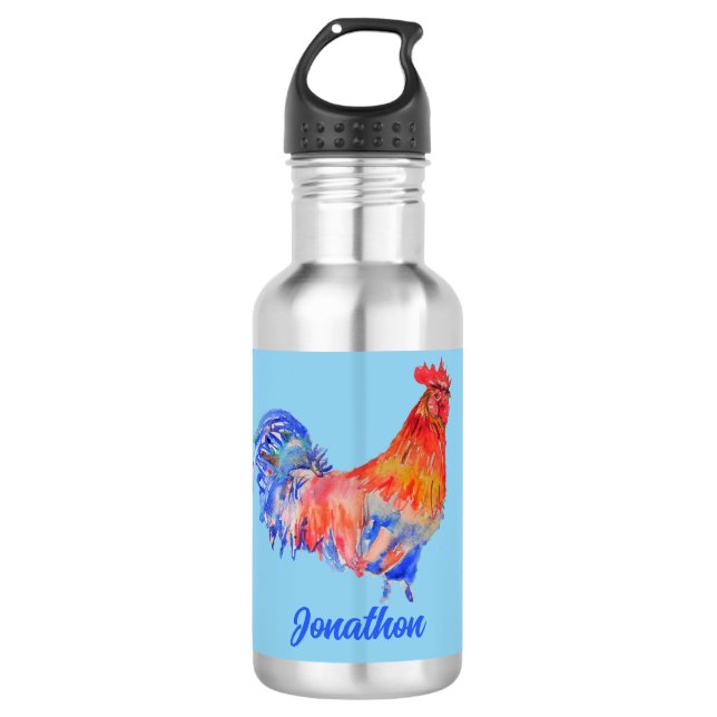 Rooster Hühnerboys Männer Wasserflasche (Vorderseite)