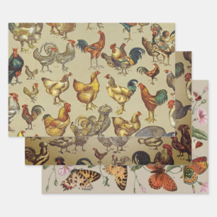 Rooster-Hühnerfarm Landtier Geschenkpapier Set