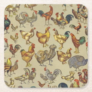 Rooster-Hühnerfarm Landtier Rechteckiger Pappuntersetzer