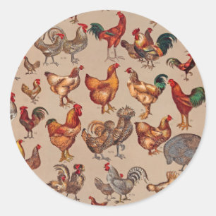 Rooster-Hühnerfarm Landtier Runder Aufkleber