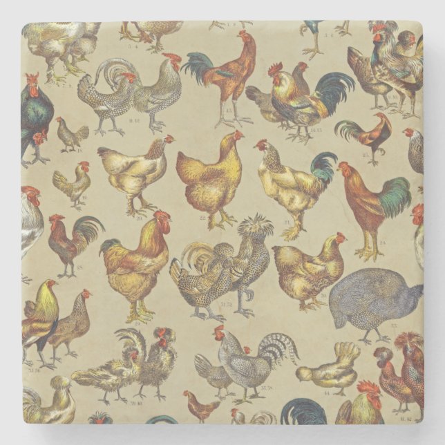 Rooster-Hühnerfarm Landtier Steinuntersetzer (Vorderseite)