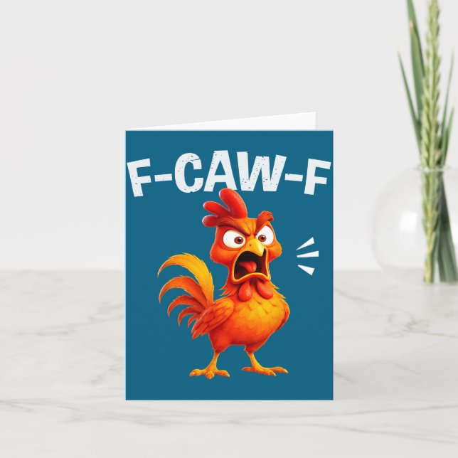 Rooster Humor Saying Funny F-caw-f Chicken Quote M Karte (Vorderseite)