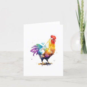 Rooster I Bird Portrait in Wasserfarben & Pen Feiertagskarte