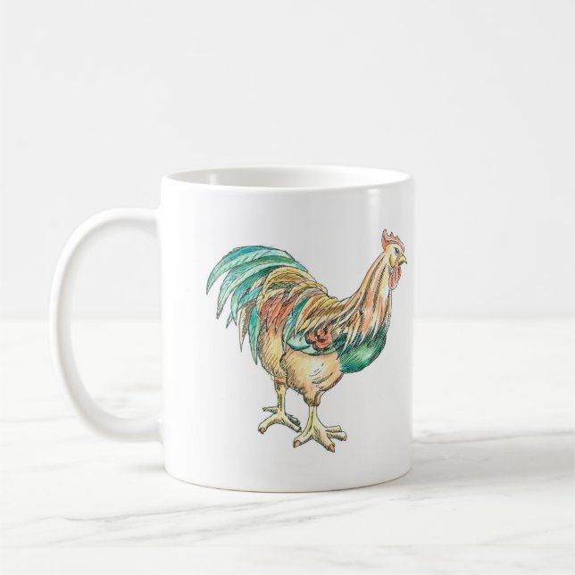 Rooster Illustration Kaffeetasse (Links)