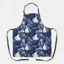 Rooster im Garten Blau und Weiß