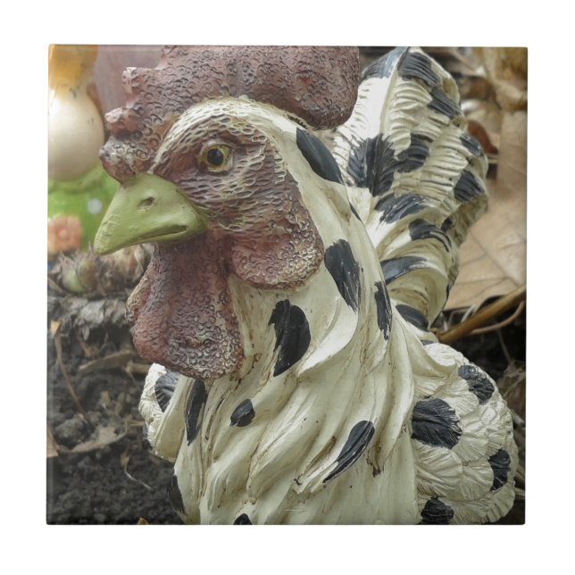 Rooster im Garten Fliese (Vorderseite)