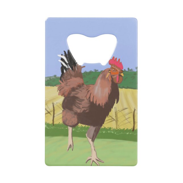 Rooster im Grünen Geldbeutel Flaschenöffner (Vorderseite)