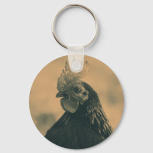 Rooster im Sepia-Schlüsselanhänger Schlüsselanhänger