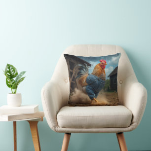Rooster in einem dummen Bauernhof Kissen