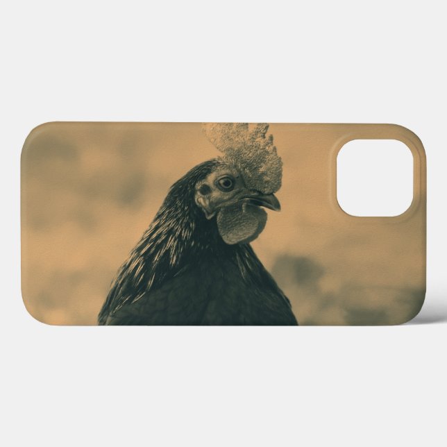 Rooster in Sepia Case-Mate iPhone Hülle (Rückseite (Horizontal))