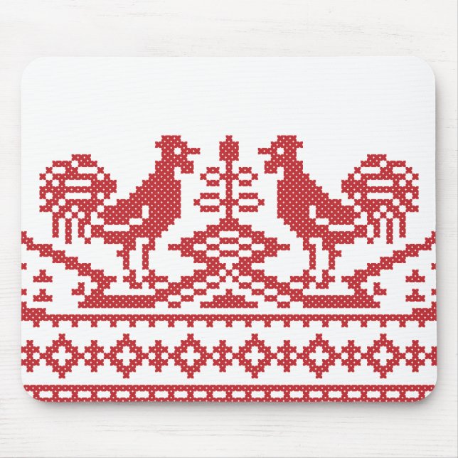 Rooster-Kreuzstich Mousepad (Vorne)