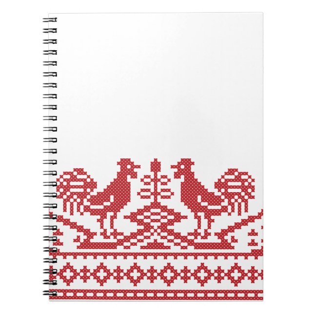 Rooster-Kreuzstich Notizblock (Vorderseite)