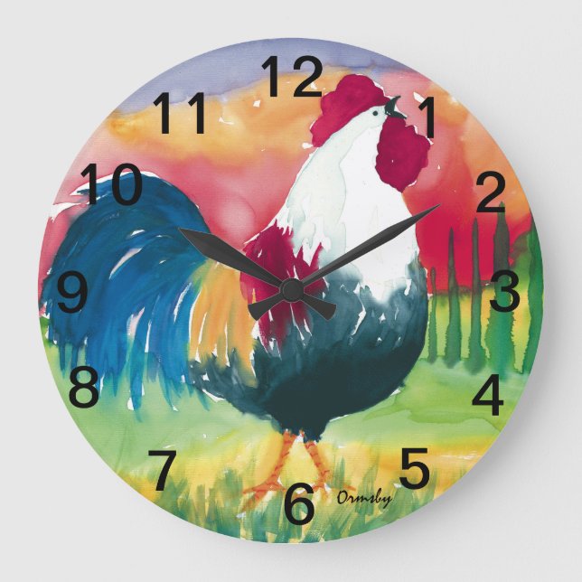 Rooster Luciano - Horloge murale (Recto)